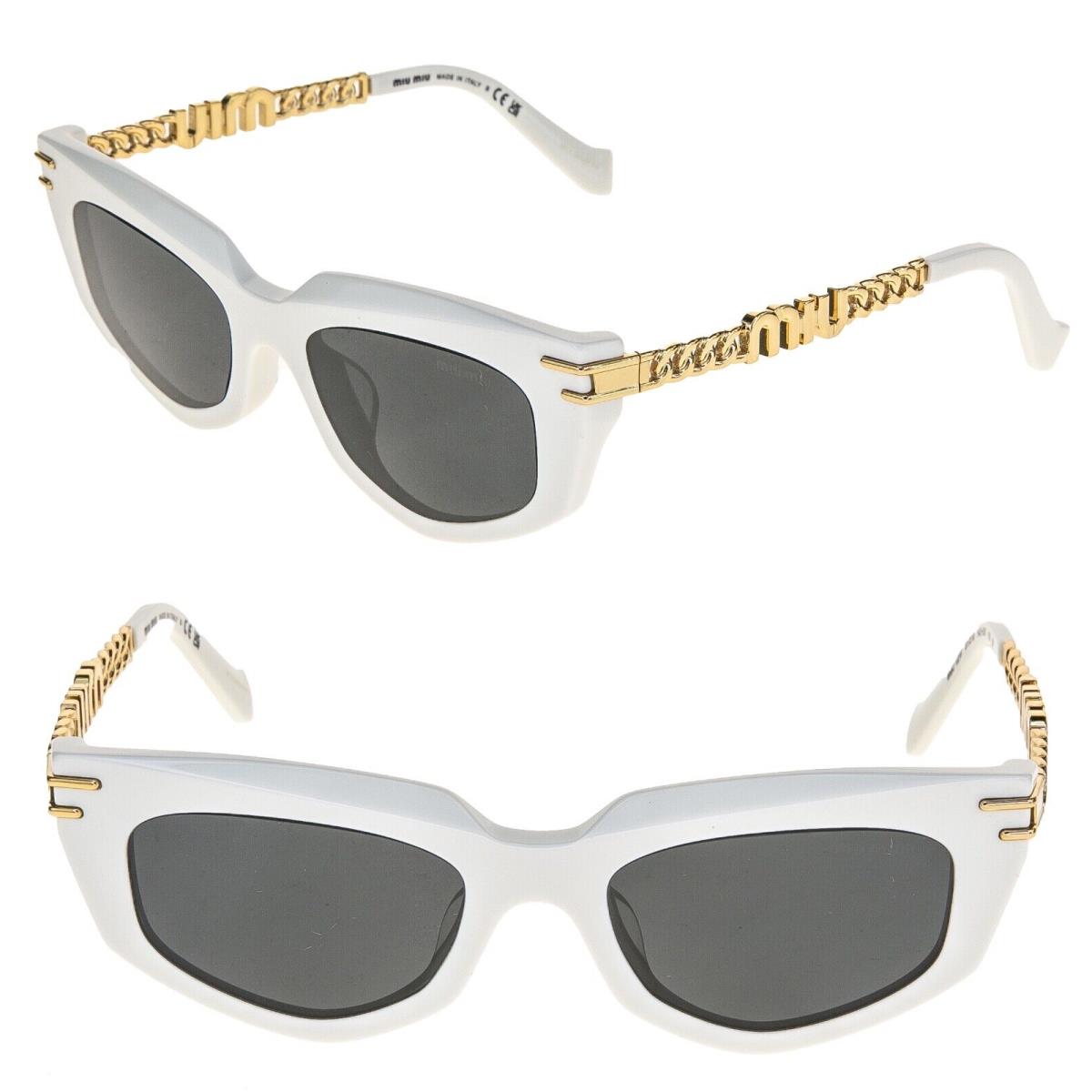 Miu Miu Logo Chain MU12WS Gold White Geometric Luxury Fashion Sunglasses 12W