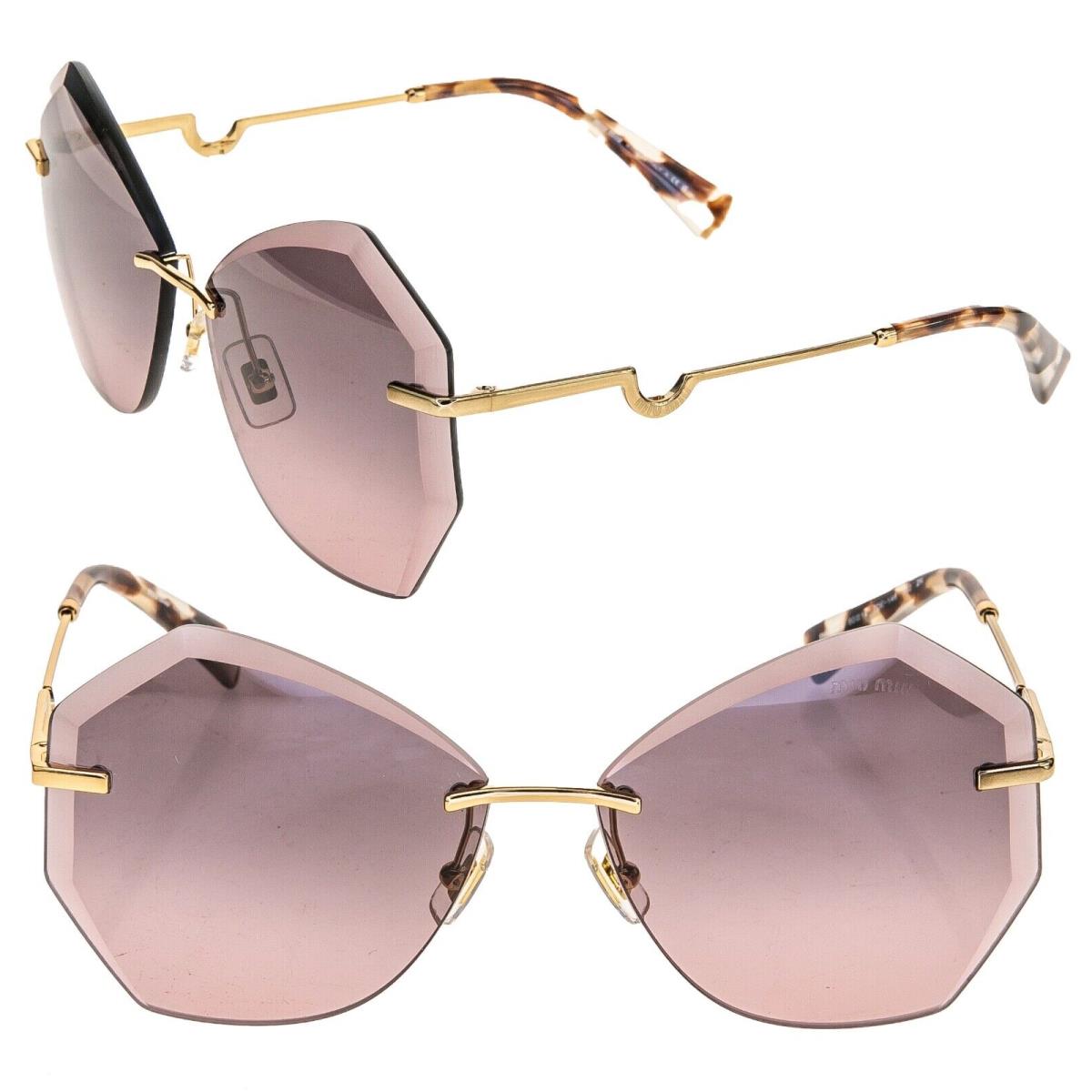 Miu Miu Charm MU55XS Gold Pink Geometric Luxury Fashion Oversized Sunglasses 55X