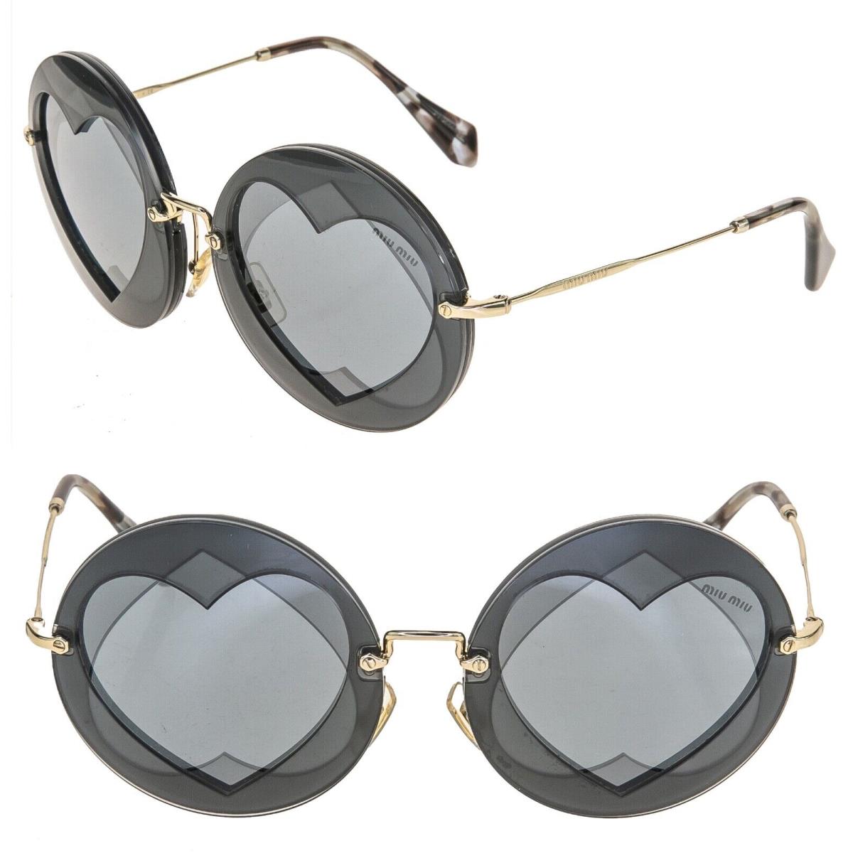 Miu Miu 01S Overlapping Game Gold Black Mirror Round Heart Sunglasses Mu01SS