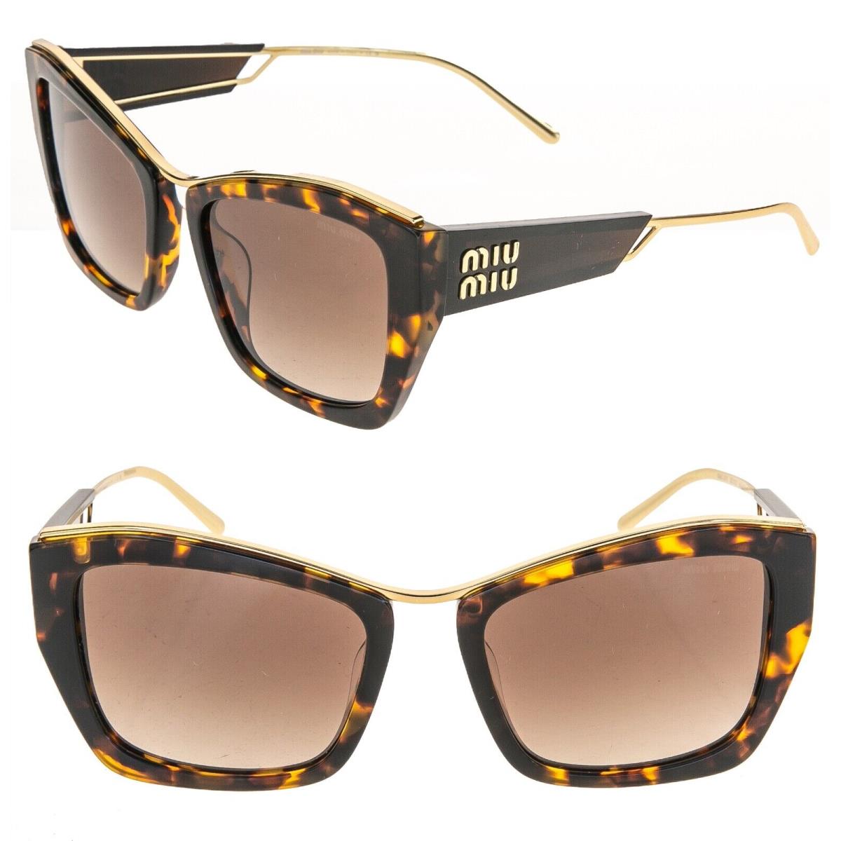 Miu Miu Logo MU02YS Gold Brown Havana Geometric Luxury Fashion Sunglasses 02Y