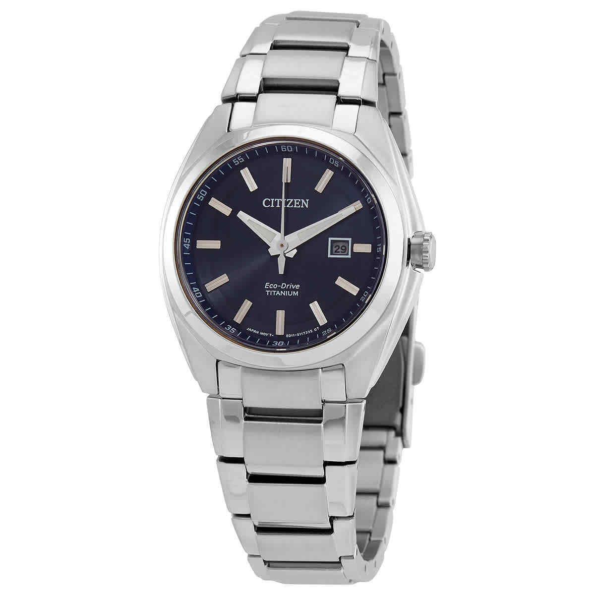 Citizen Eco Drive Blue Dial Titanium Ladies Watch EW2210-53L