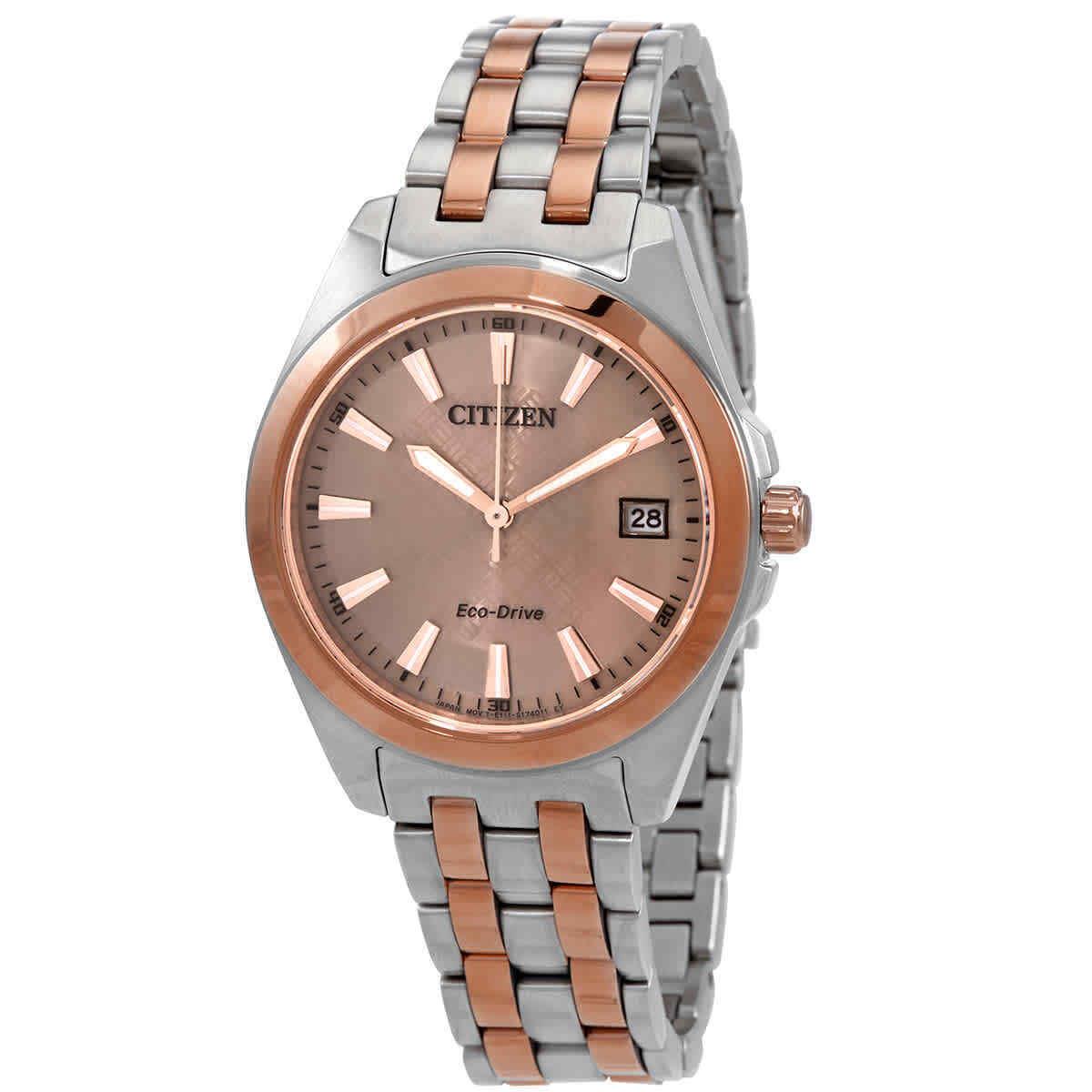 Citizen Eco-drive Rose Dial Two-tone Ladies Watch EO1226-59X