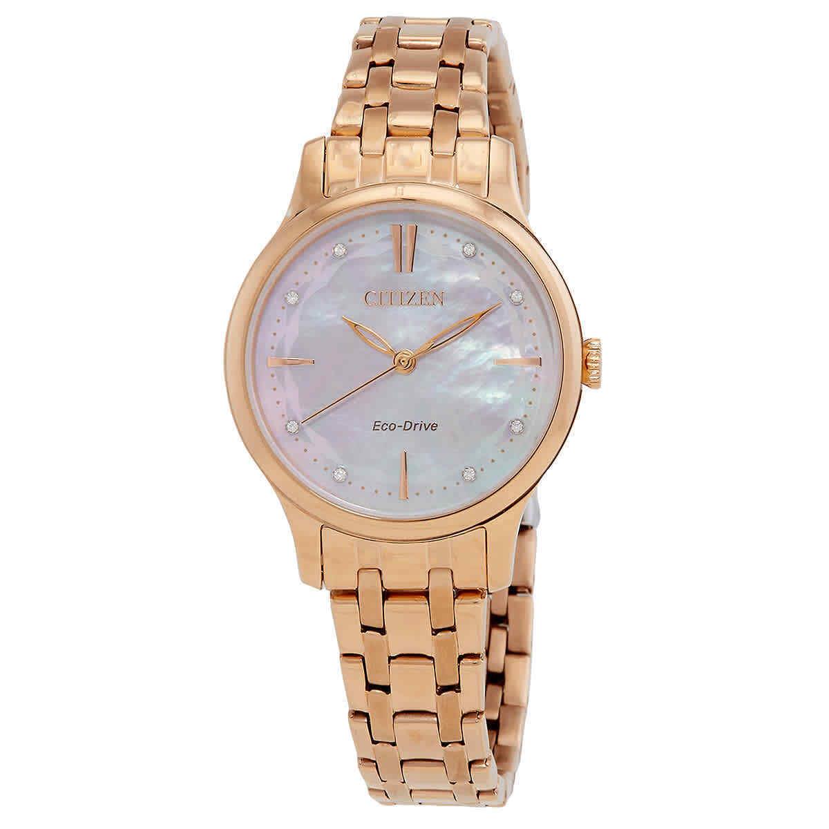 Citizen Eco-drive Crystal Pink Mop Dial Ladies Watch EM0893-87Y