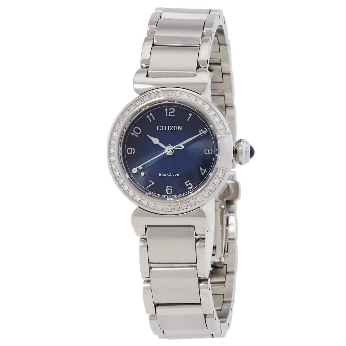 Citizen L May Bells Crystal Eco-drive Blue Dial Ladies Watch EM1120-87L