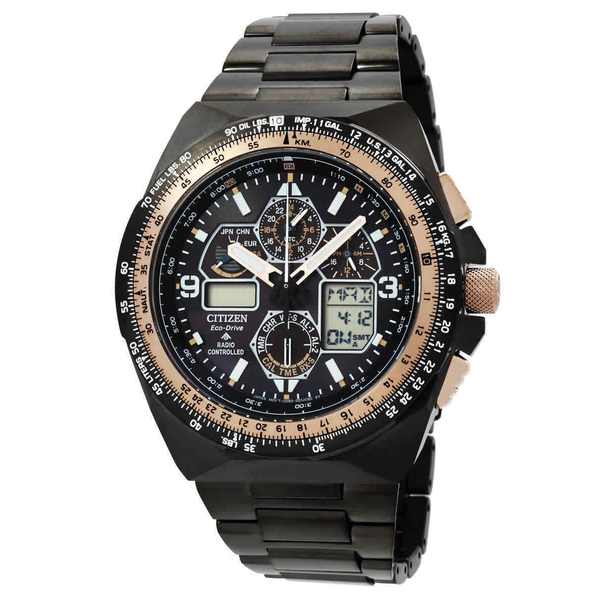 Citizen Promaster Skyhawk A-t Analog-digital Black Dial Men`s Watch JY8146-54E - Dial: Black, Band: Grey, Bezel: Grey