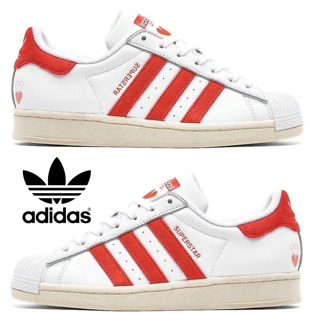 Adidas Originals Superstar Women s Sneakers Casual Shoes Sport Gym White Red - White, Manufacturer: Cloud White/Bright Red/Wonder Clay