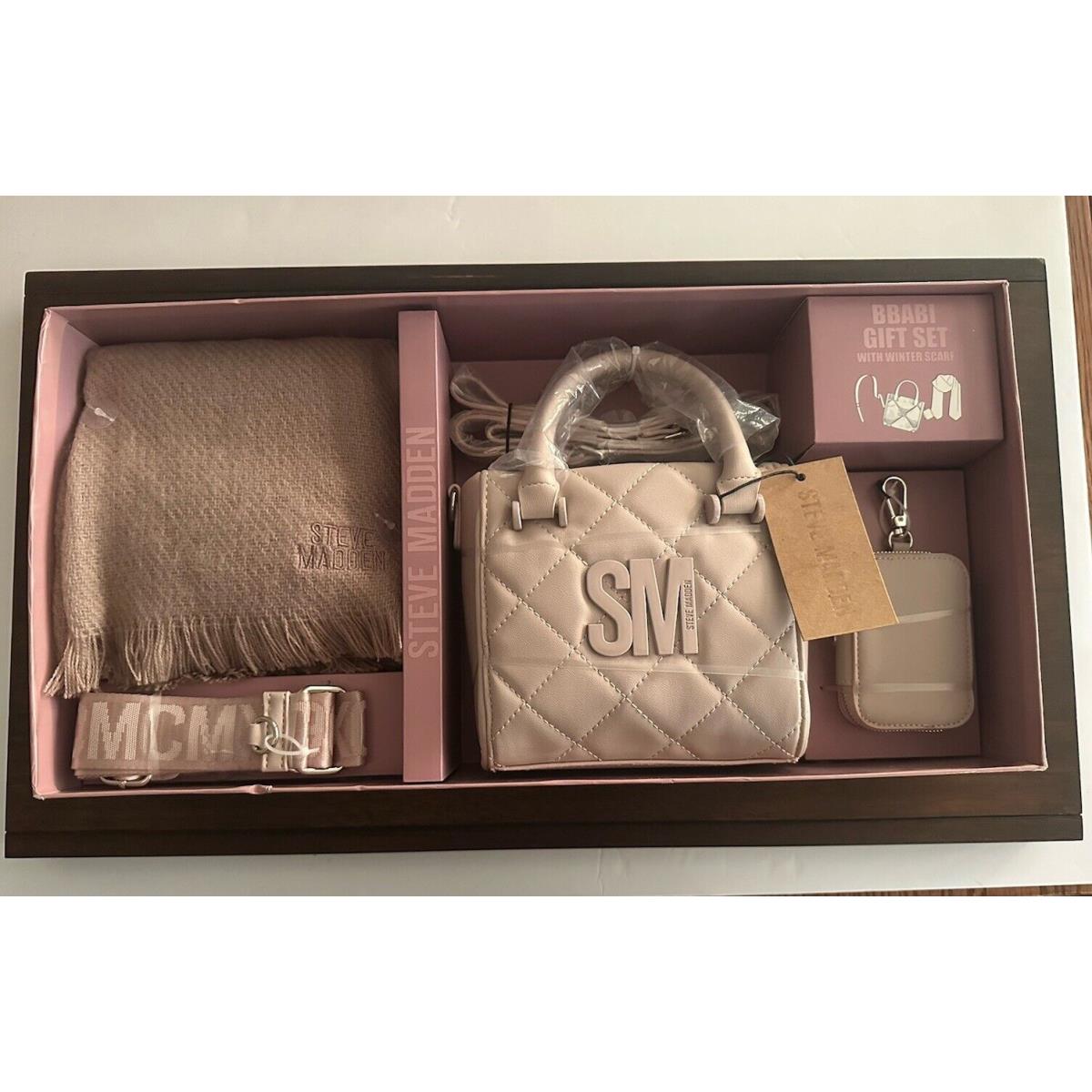 Boxed Steve Madden Bbabi Gift Set Winter Scarf Crossbody Bag Pink Clay