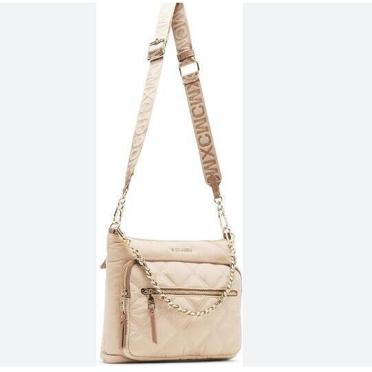 Steve Madden Bforrest Quilted Nylon Chain Link Shoulder and Crossbody Bag -beige