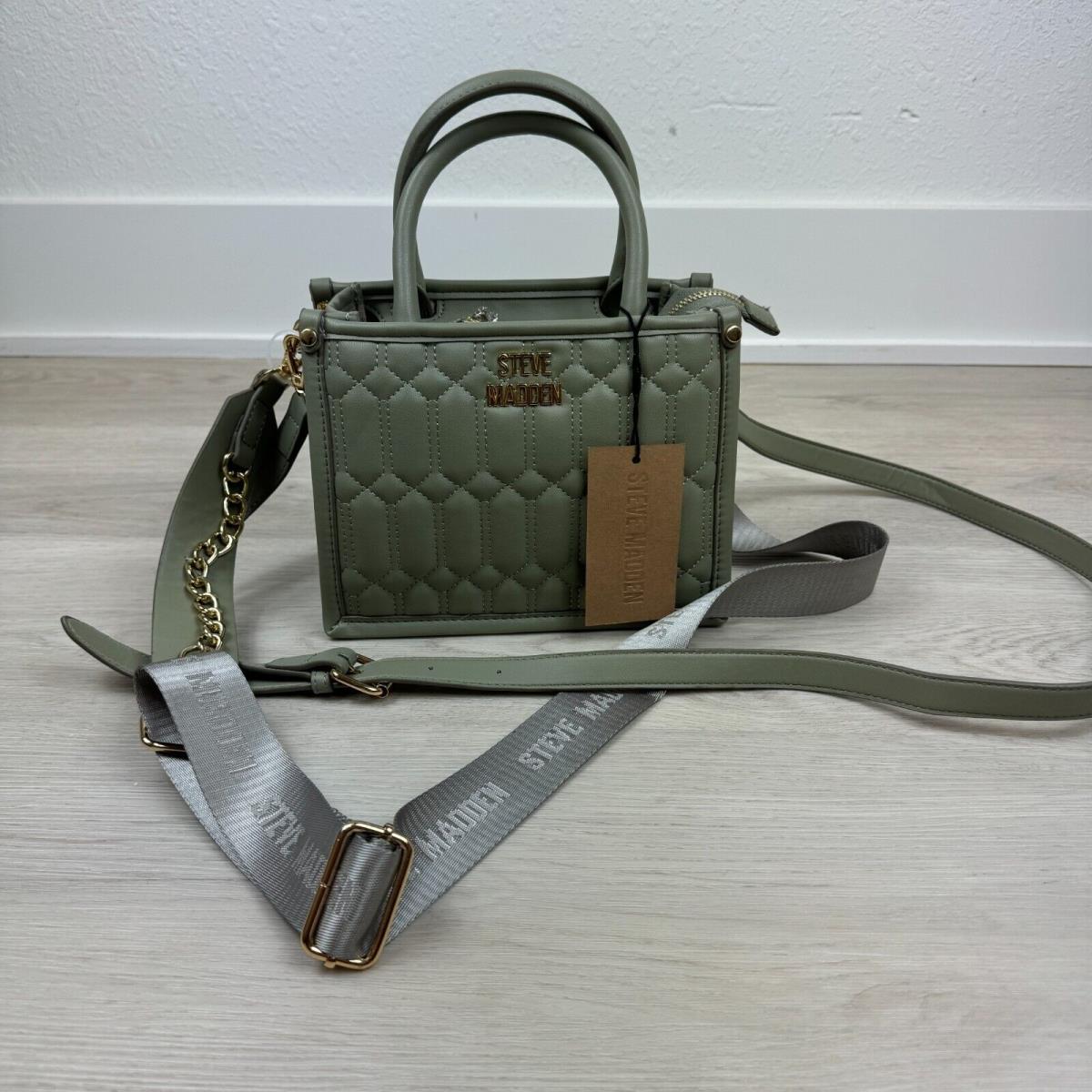 Steve Madden Bniko Quilted Crossbody Purse Bag Olive Green Guitar Strap