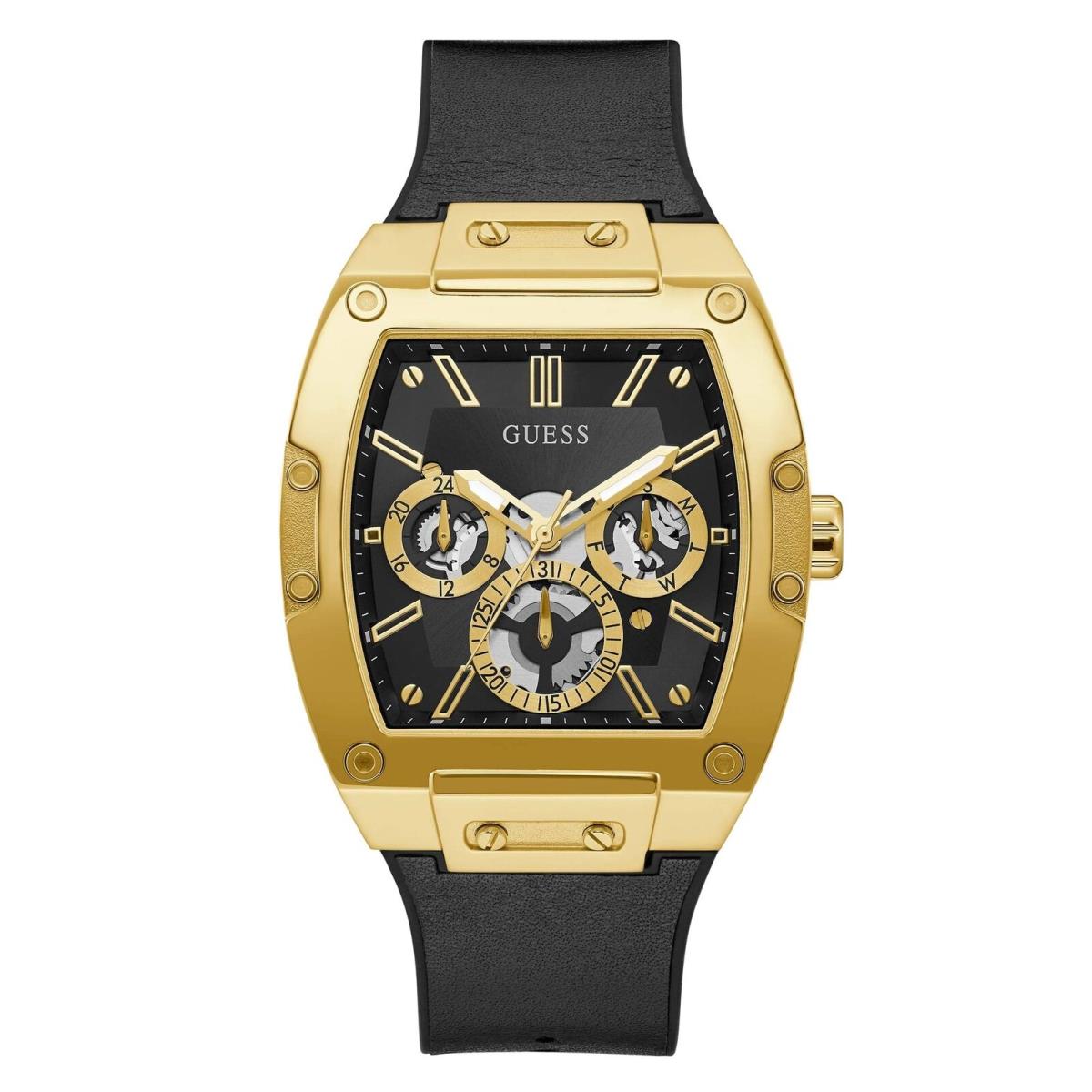 Guess Men`s Trend 43mm Watch Black Gold-tone Dial with Gold-tone GW0202G1