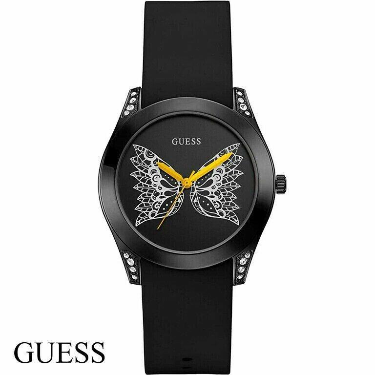 Guess Time to Give W0023L10 Women`s Black 38mm Watch W/rhinestones