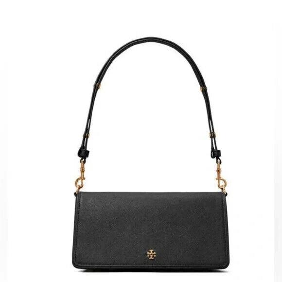 Tory Burch Emerson Gold Hardware Women`s Convertible Shoulder Crossbody Bag Black