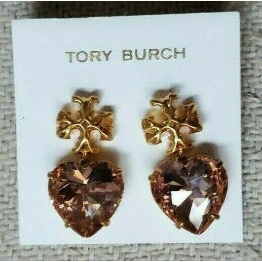 Tory Burch Roxanne Big Heart Earrings Pale Papaya Pink