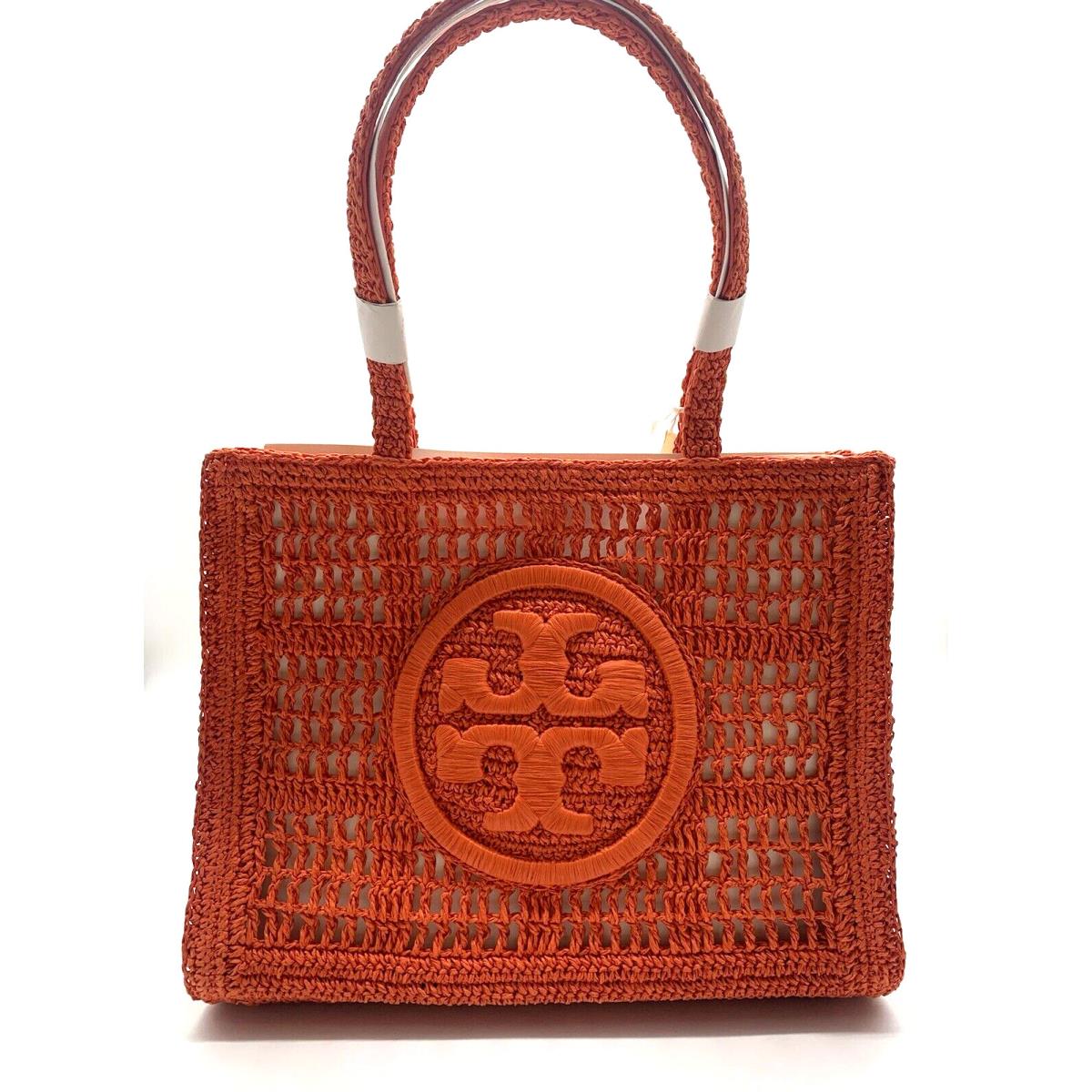 Tory Burch Ella Small Crochet Straw Tote Bag