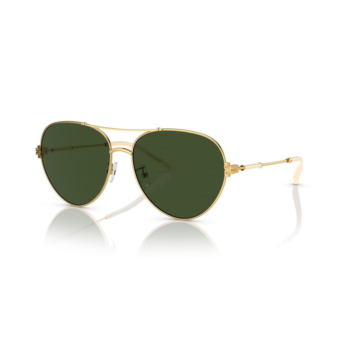 Tory Burch TY 6098 335171 Gold Metal Sunglasses Dark Green Solid Color Lens