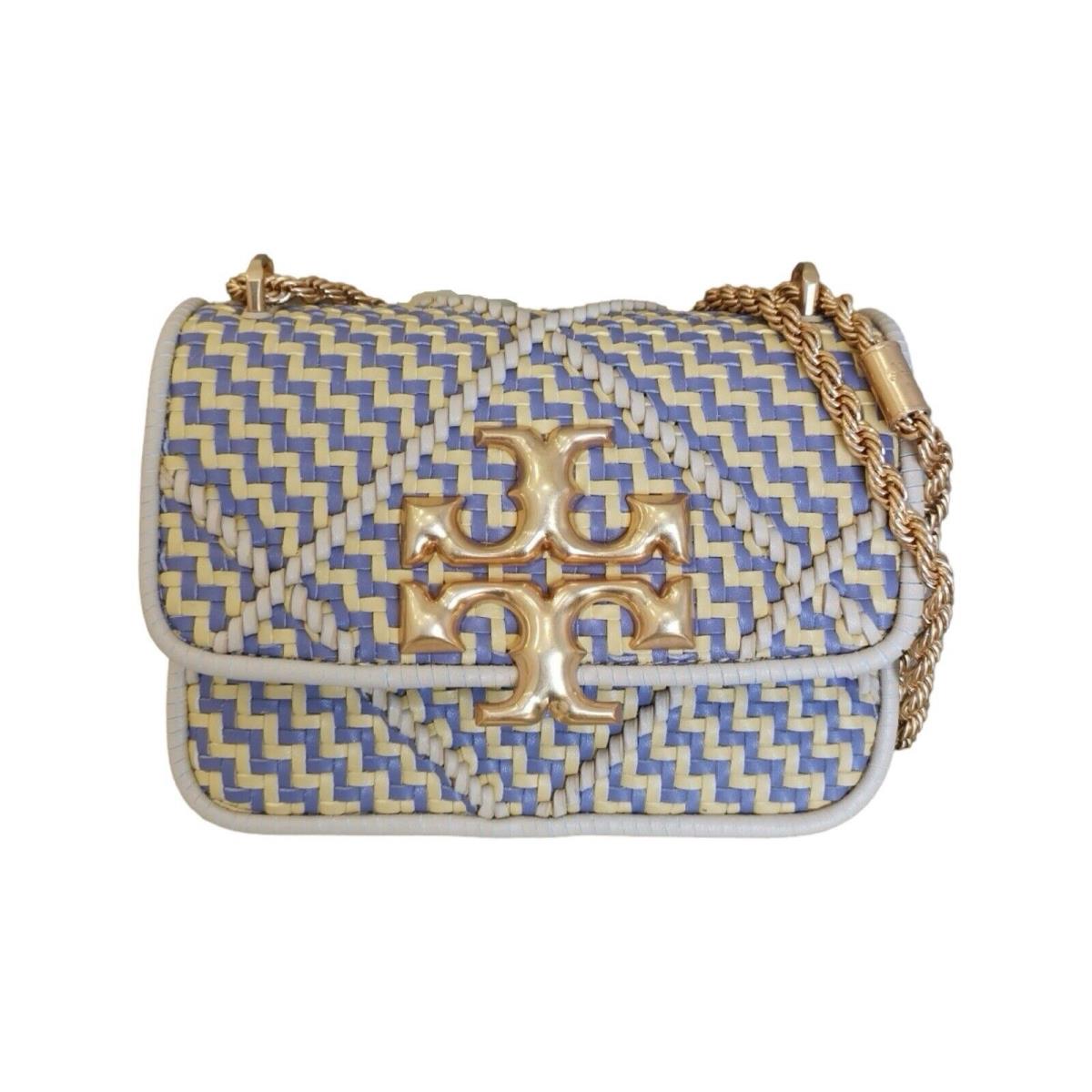 Tory Burch Eleanor Small Woven Crossbody Bag - Beeswax/ Dark Lotus