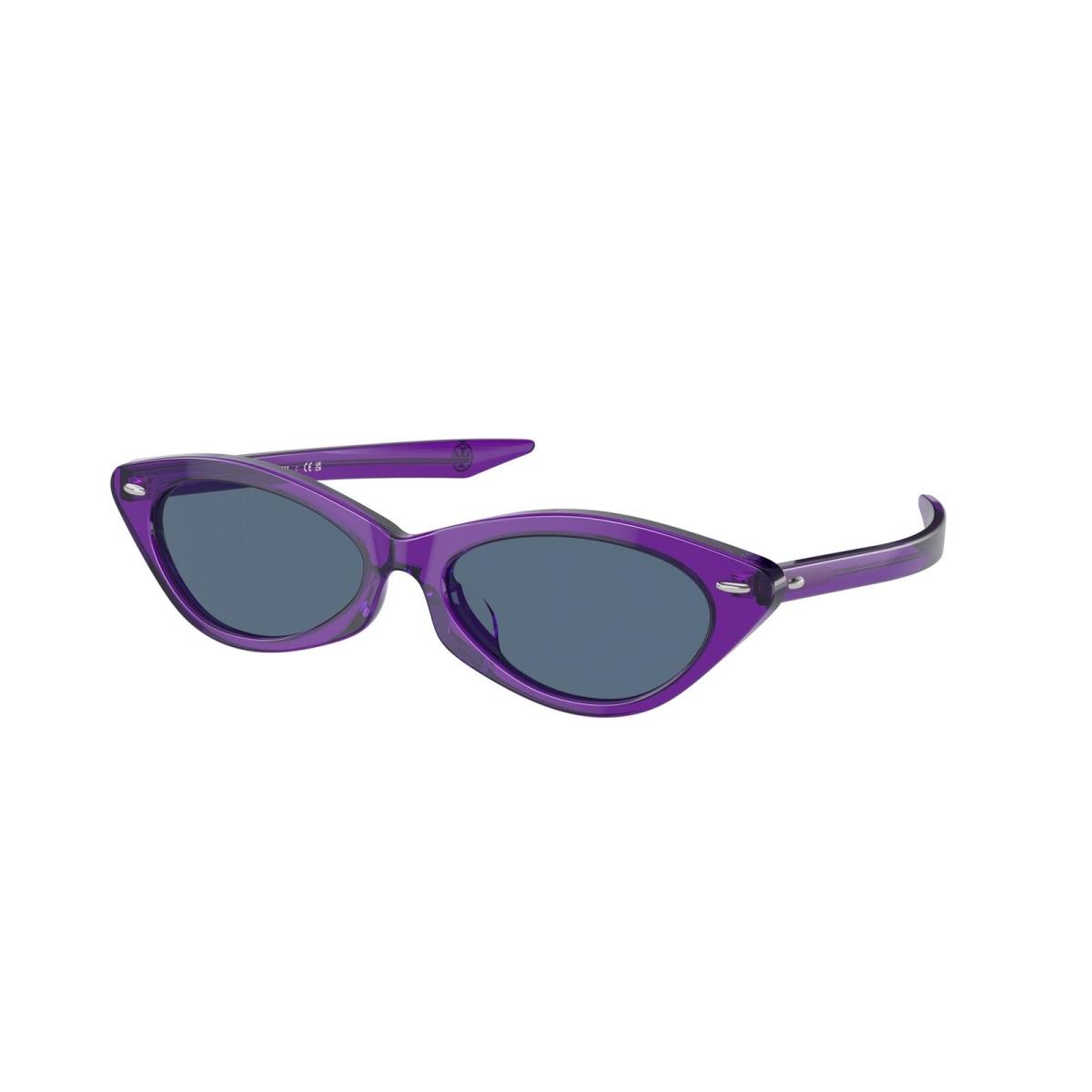 Tory Burch TY7197U 193580 Transparent Purple Dark Blue 53 mm Women`s Sunglasses