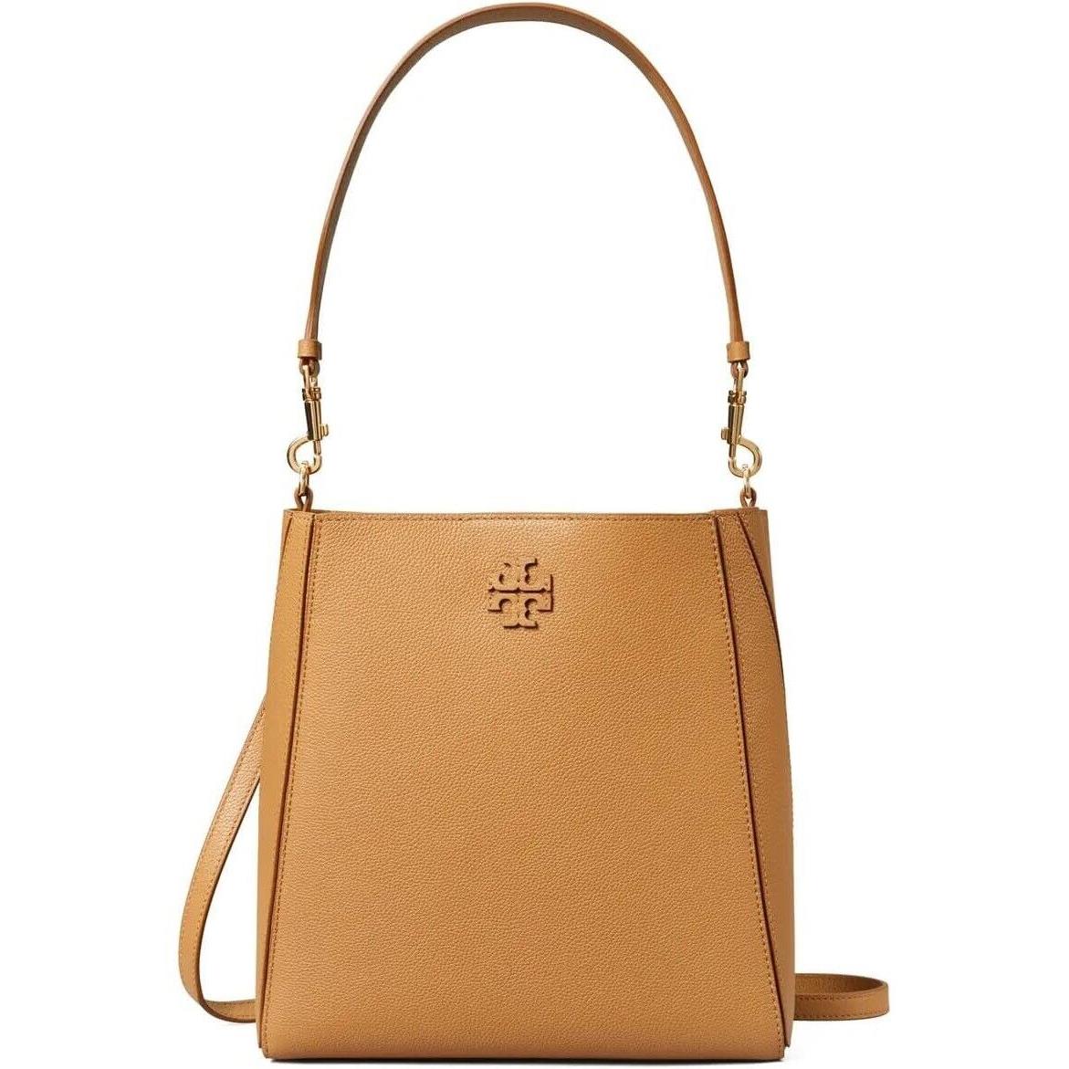 Tory Burch Hb Women Mcgraw Bucket Bag Leather Removable Strap Tiramisu OS