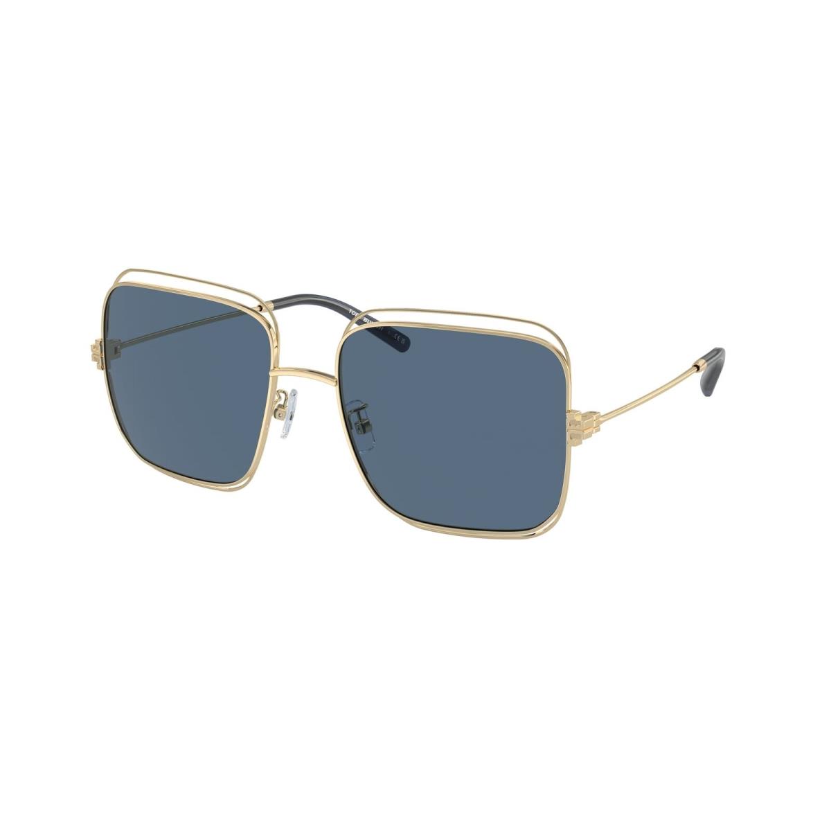 Tory Burch TY6107 334980 Shiny Light Gold Dark Blue 57 mm Women`s Sunglasses