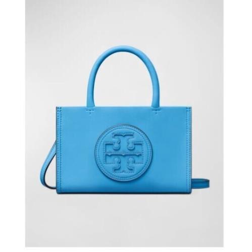 Tory Burch Ella Logo Leather Mini Bio Tote Crossbody - Cerulean Blue