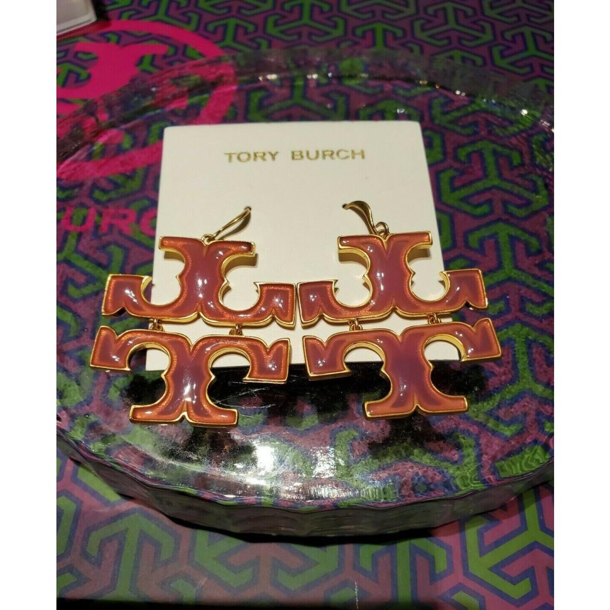 Tory Burch Transparent Drop Earring Large 1.4 Pink