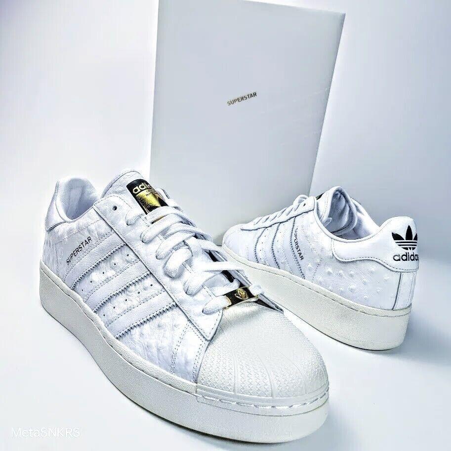 Adidas Superstar Men`s US 13 Ostrich White Gold Black Retro Classic Luxury