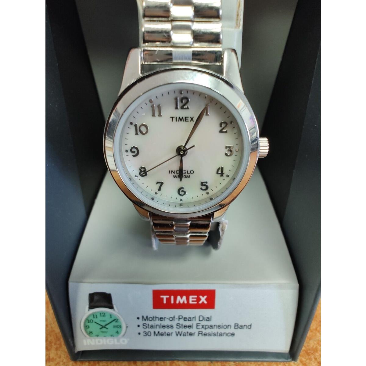 Timex T2M826 Women`s Silvertone Expansion Watch Indiglo 30 Meter WR Light Up