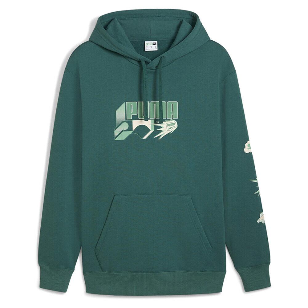 Puma Classics Brand Love Pullover Hoodie Mens Green Casual Outerwear 62957822