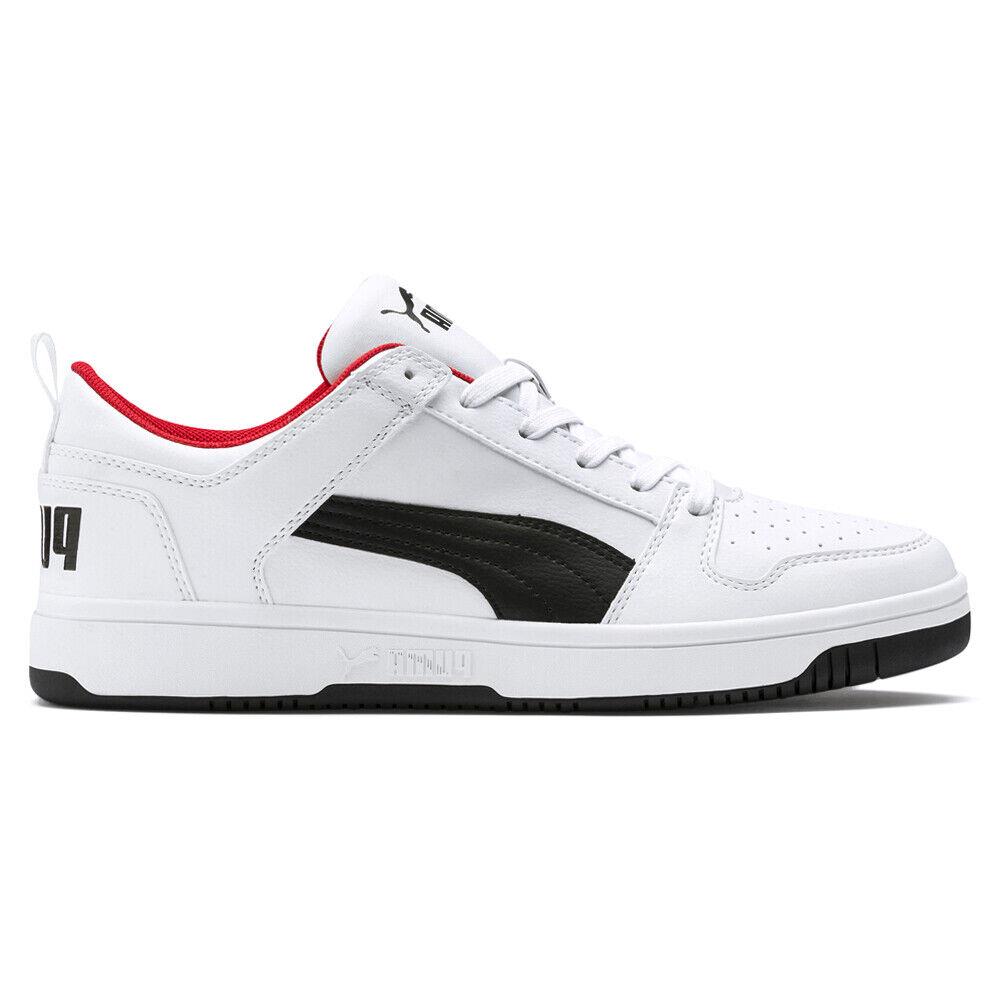 Puma Rebound Layup Logo Lace Up Mens White Sneakers Casual Shoes 36986601 - White