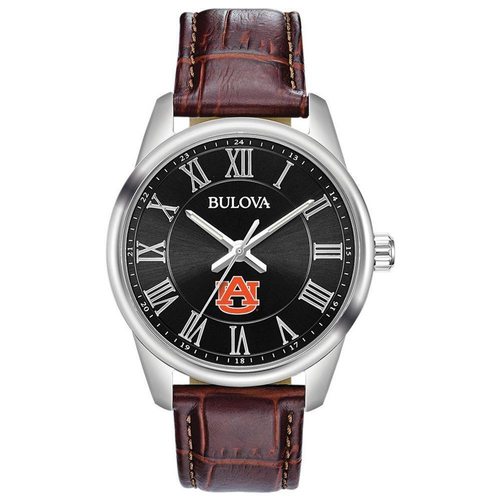 Men`s Auburn University Tigers Bulova Brown Leather Watch