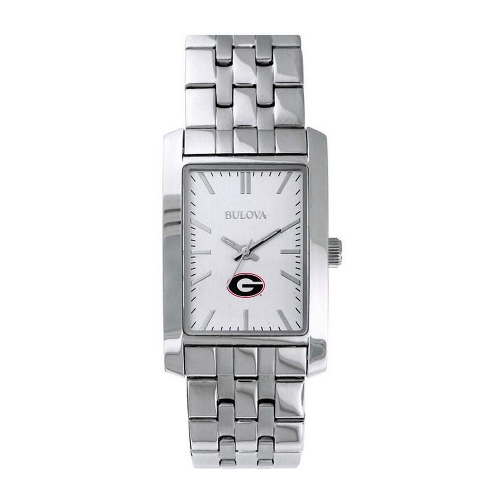 Women`s Georgia Bulldogs Uga Bulova Silver Rectangle Watch