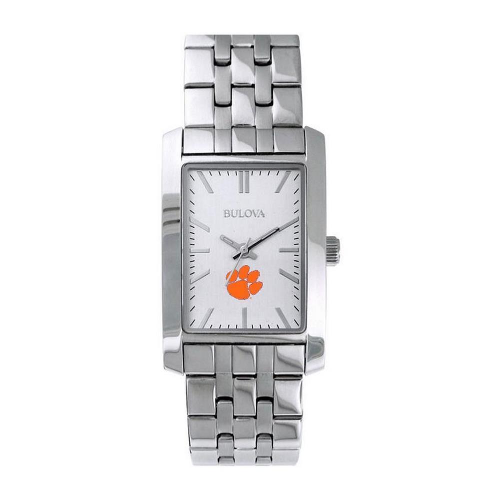 Women`s Clemson University Tigers Bulova Silver Rectangle Watch