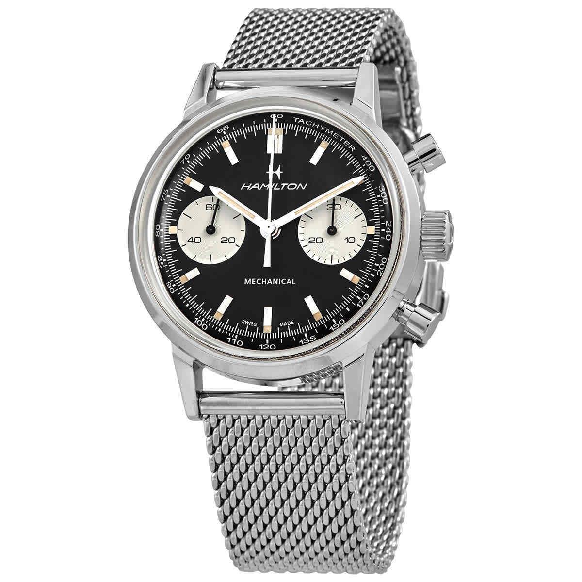 Hamilton Intra-matic Chronograph Hand Wind Black Dial Men`s Watch H38429130