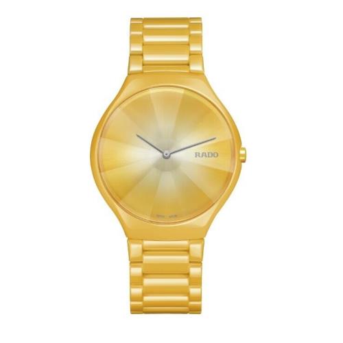 Rado True Thinline x Great Gardens of The World Ceramic Unisex Watch R27122252 - Dial: Yellow, Band: Yellow, Bezel: Yellow