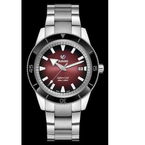 Rado Men`s Captain Cook Watch R32105353 - Dial: Red, Band: Silver