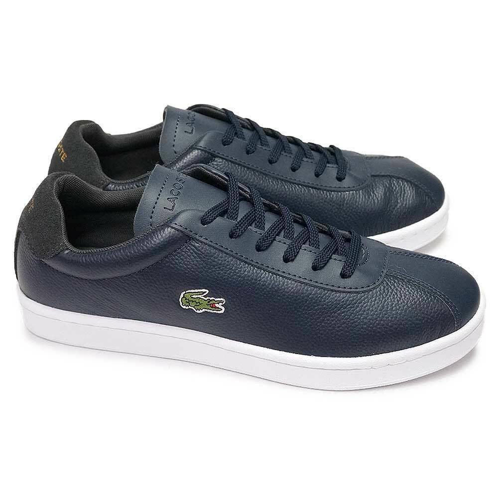 Mens Lacoste Masters Leather Low Top Casual Sneaker Blue