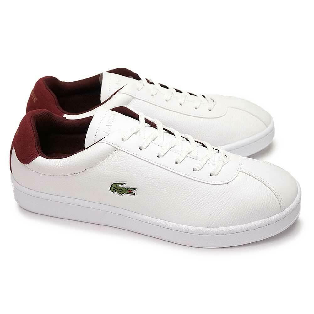 Mens Lacoste Masters Leather Low Top Casual Sneaker White