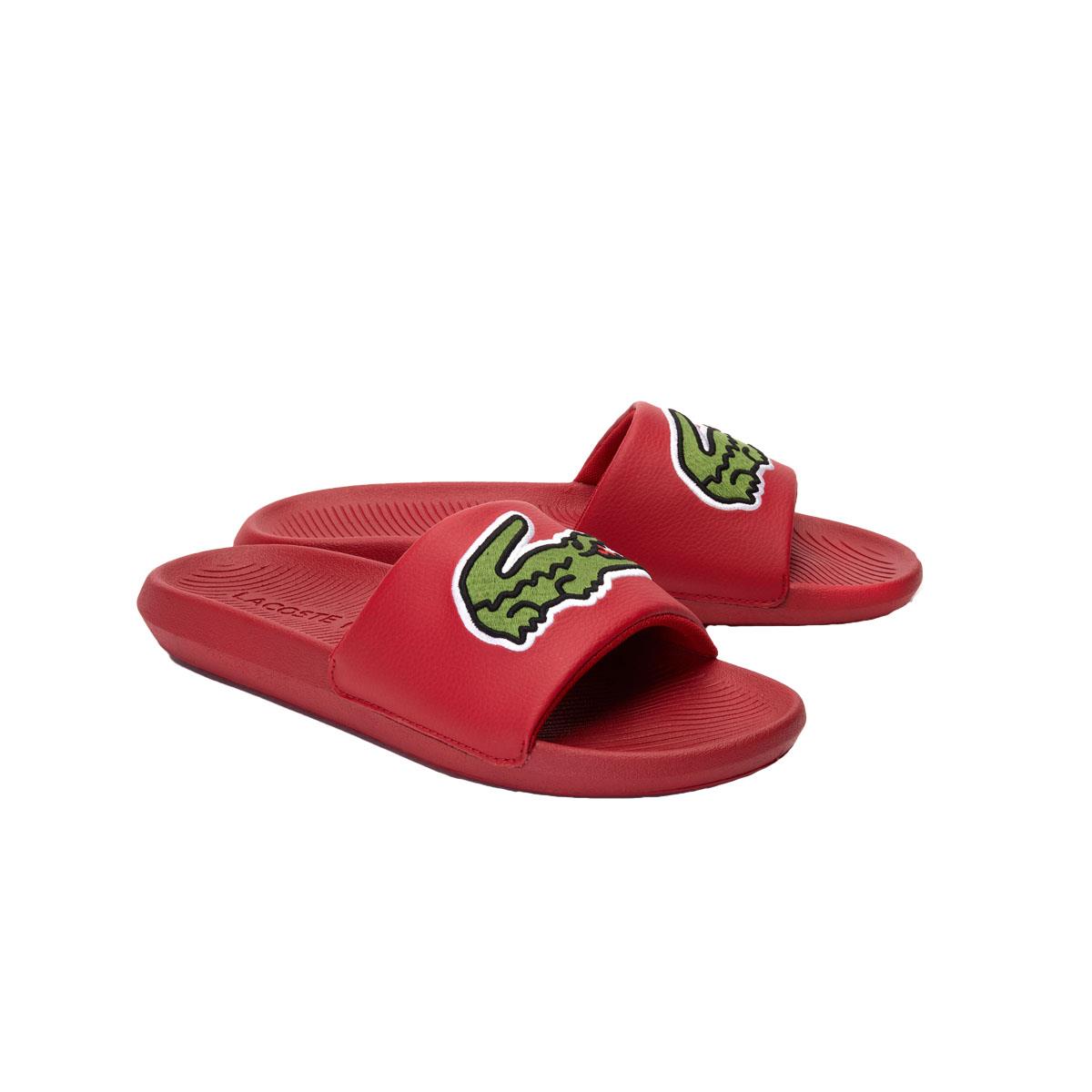 Lacoste Croco 38CMA0073 Mens Slip On Slides Sandal Red/Green