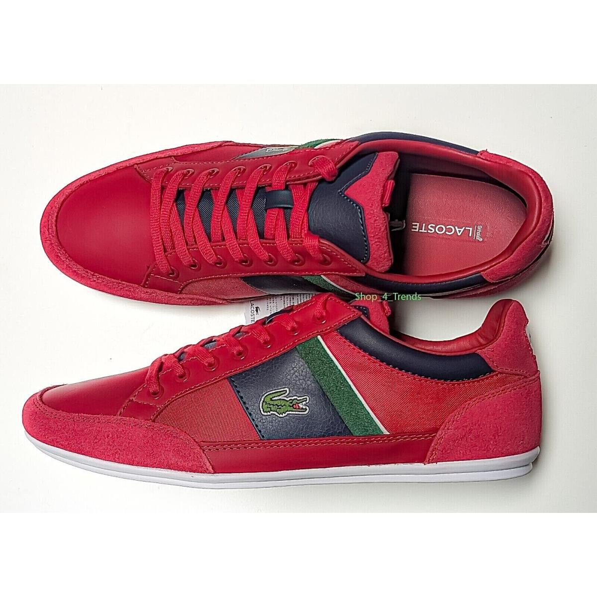 Lacoste Men Shoes Chaymon 123 1 Red Navy Leather Casual Sneakers Shoes