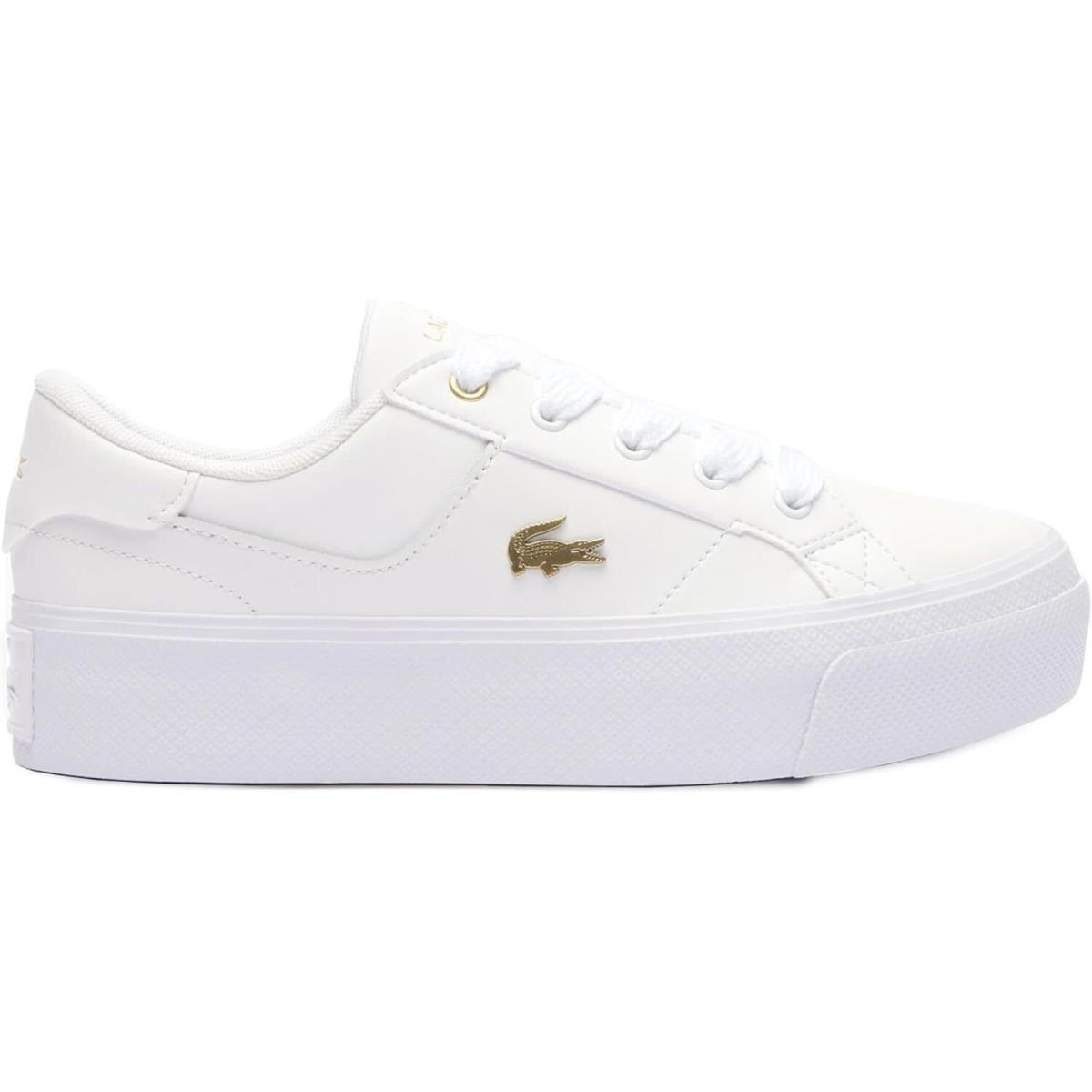 Lacoste Zaine Platform Logo Leather Sneakers White/gold