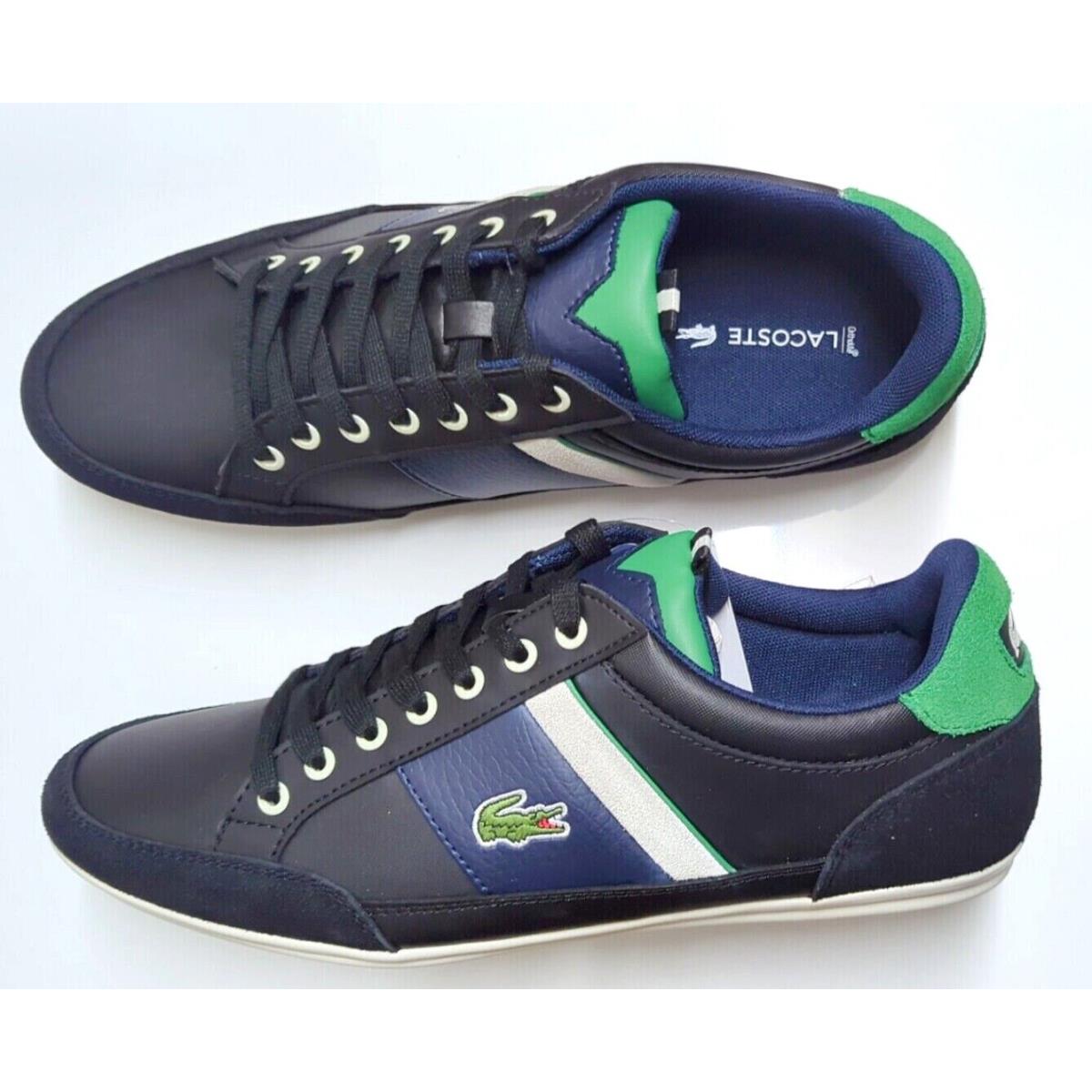 Lacoste Men`s Shoes Chaymon 222 1 Black Green Leather Casual Sneakers