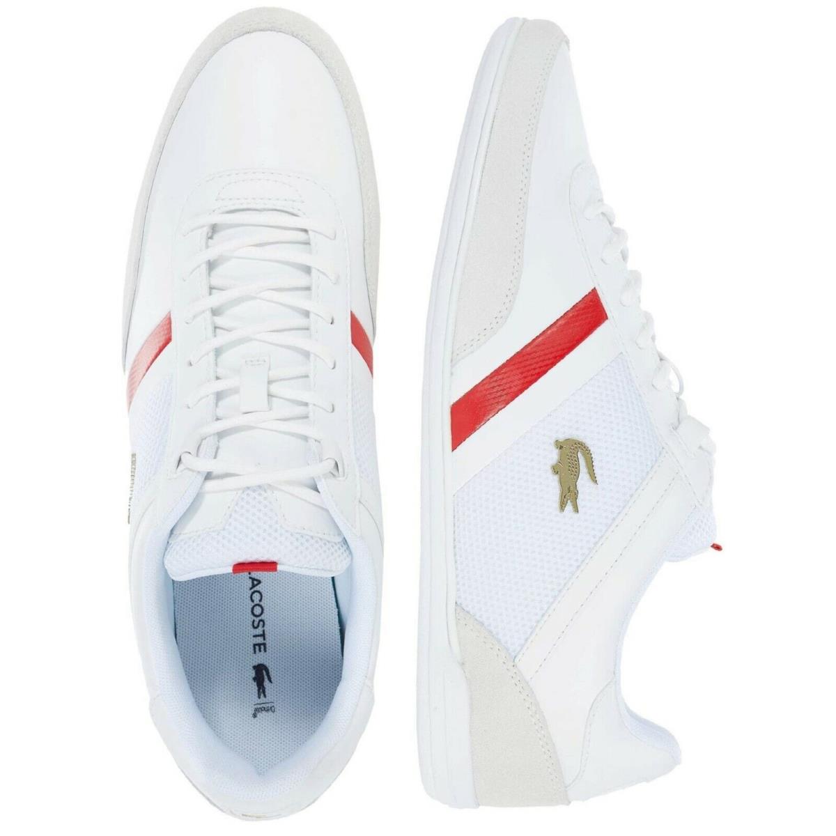 Lacoste Men Shoes Giron 0721 1 White Red Leather Casual Sneakers