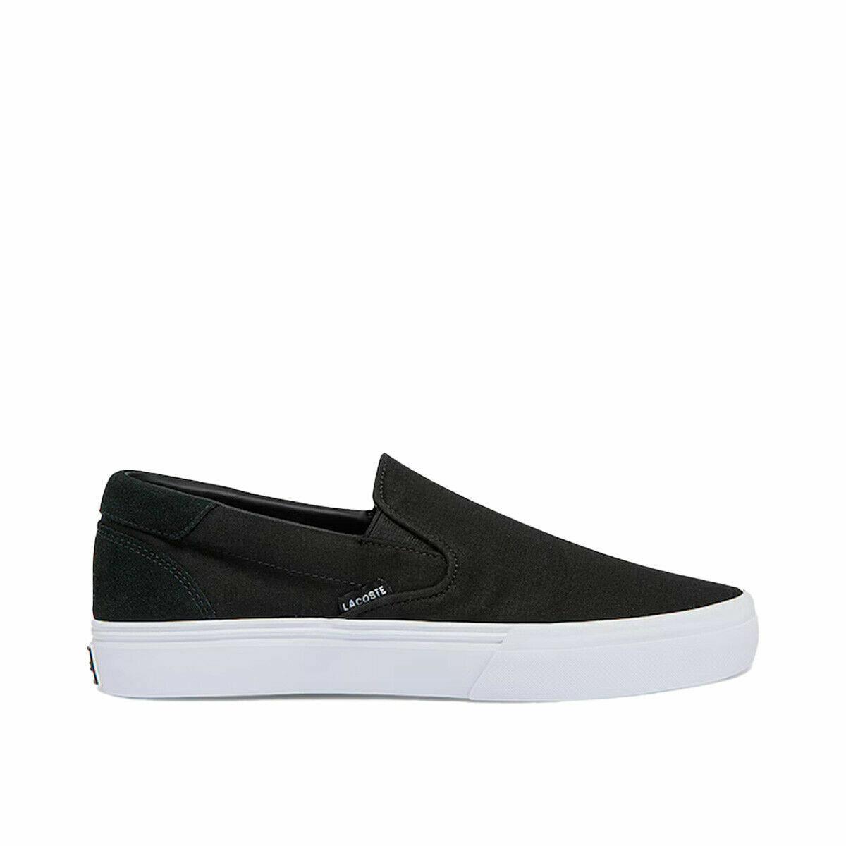 Lacoste Jump Serve Slip On Canvas Black White Fashion Sneaker Men`s Shoes