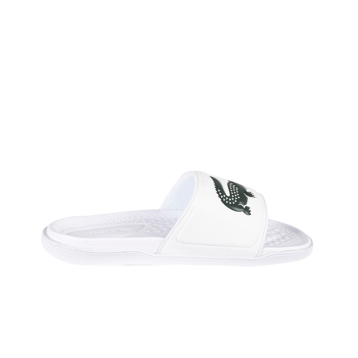 Lacoste Men`s White Croco Dualiste Logo Strap Slides 43CMA0020