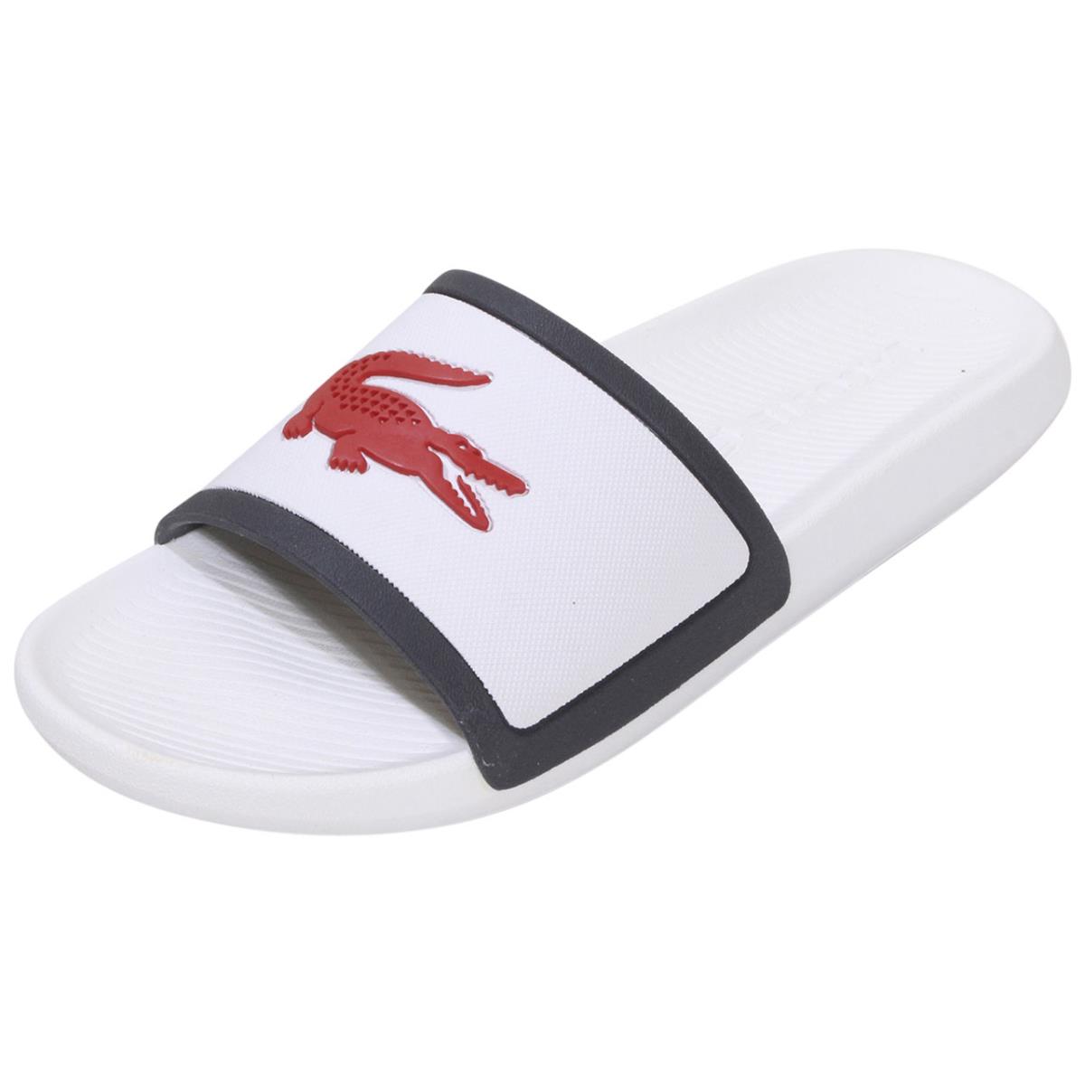 Lacoste Men`s Croco-Slide-TRI3 Sandals Slides White/navy/red