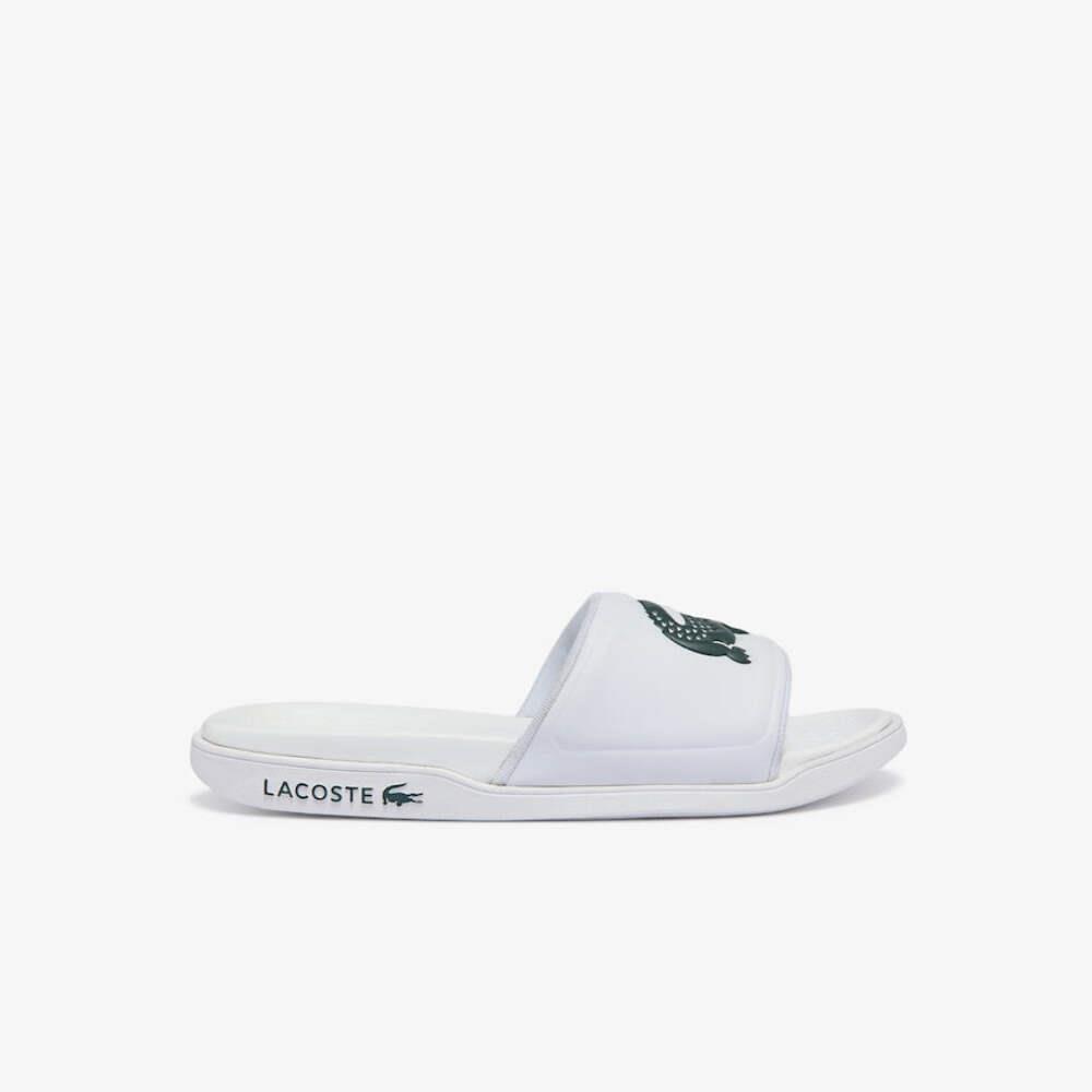 Men Lacoste Croco Dualiste Synthetic Logo Strap Slides