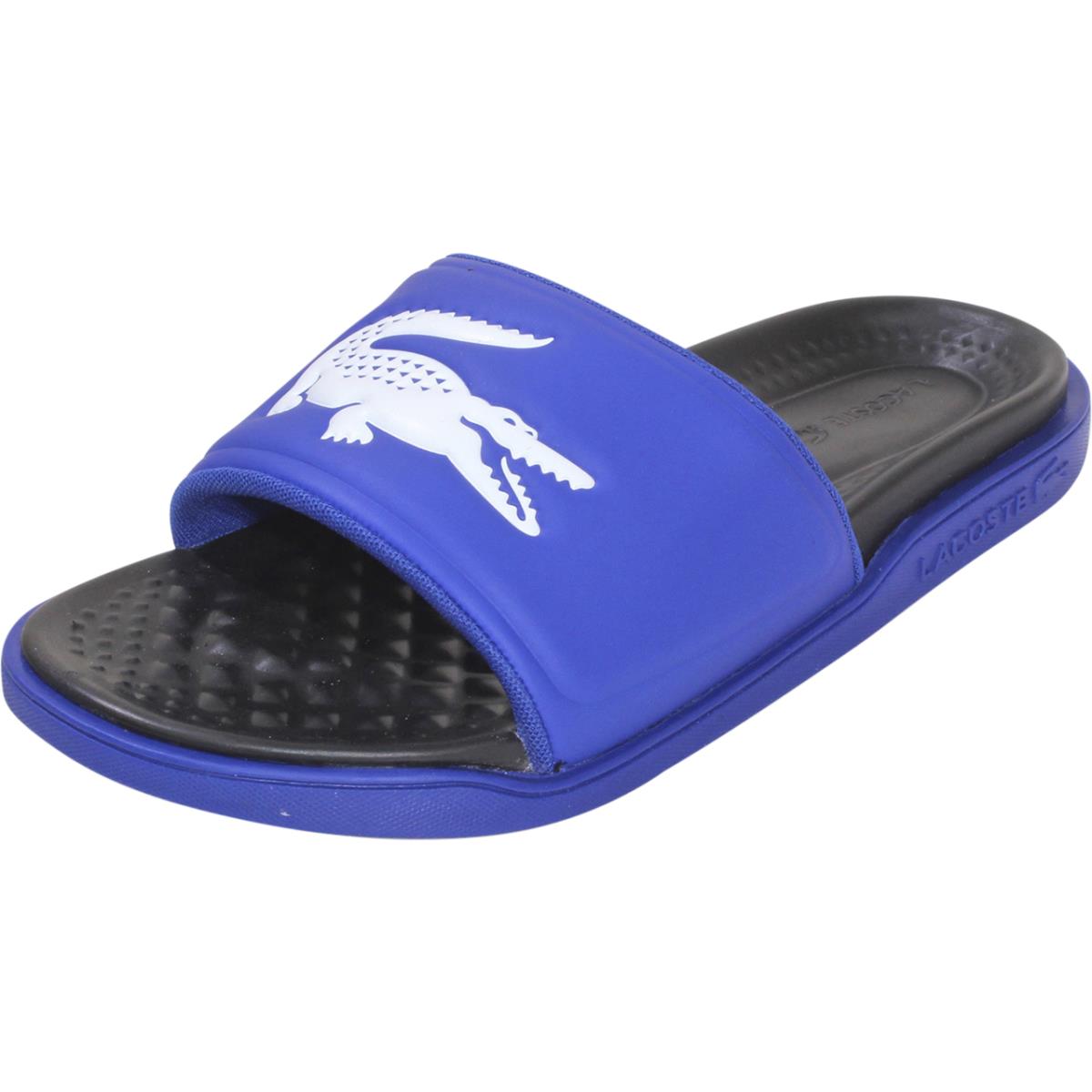 Lacoste Men`s Croco-Dualiste-222 Slide Sandals Shoes Navy/white