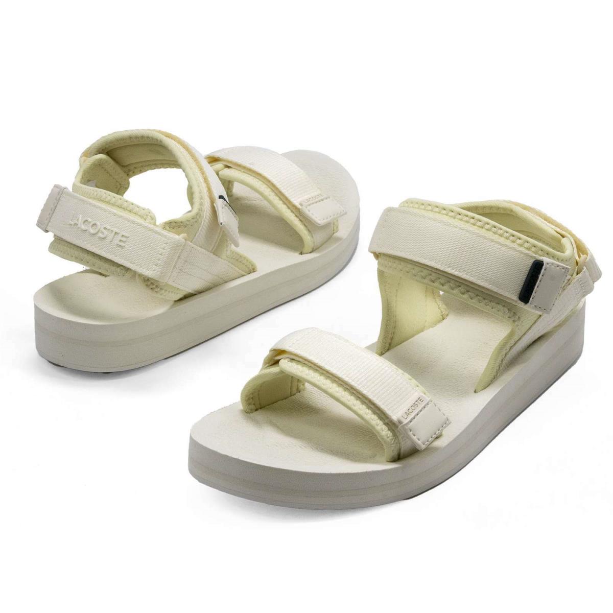 Mens Lacoste Suruga Sandals Adjustable Hook and Loop Athletic Sandals Beige