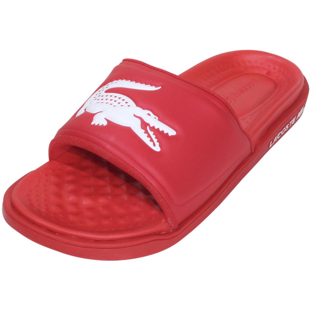 Lacoste Men`s Croco-Dualiste-0922-1 Slide Sandals Shoes Red/white