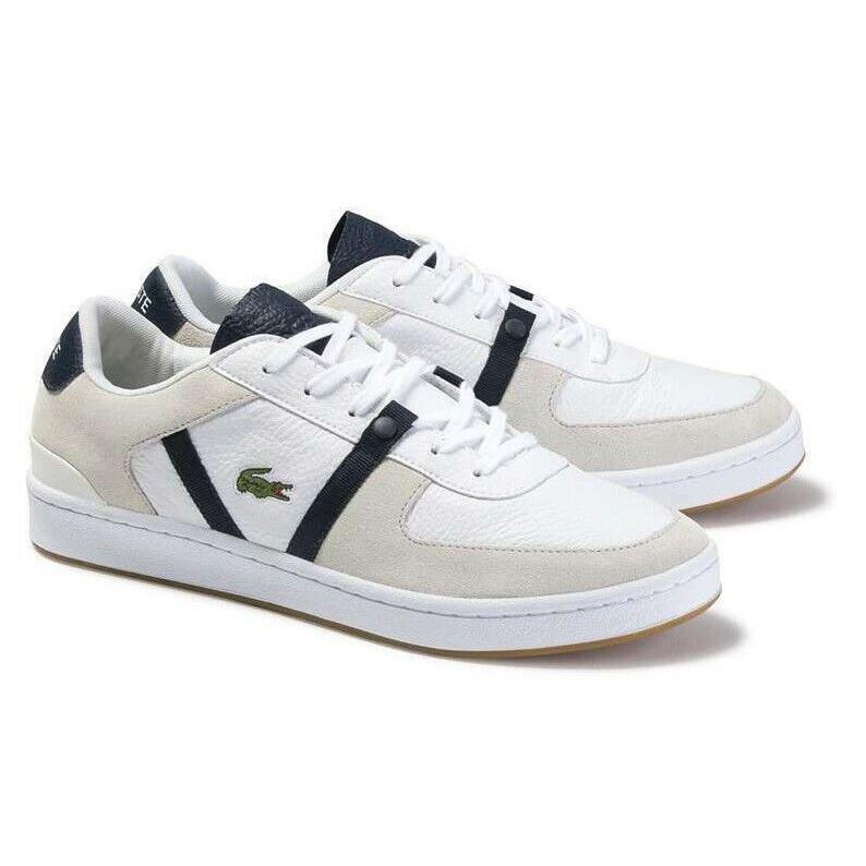 Men Lacoste Splitstep Leather Casual Sneakers White Black Fashion Trainers